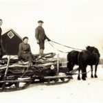 Hauling firewood from the farm bush (Photo by Janet Cockerline) Credit Hugh Fraser, St. Catharines