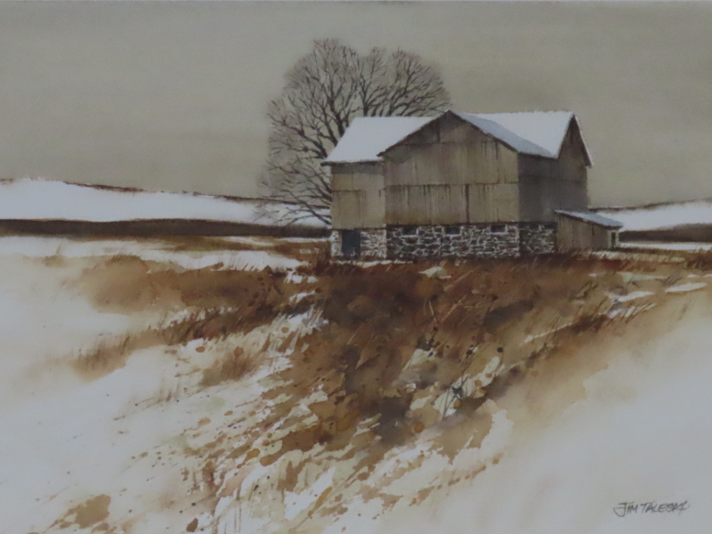 Winter Barn by Jim Taleski, 9"x11", watercolour, 1995, location: near London
