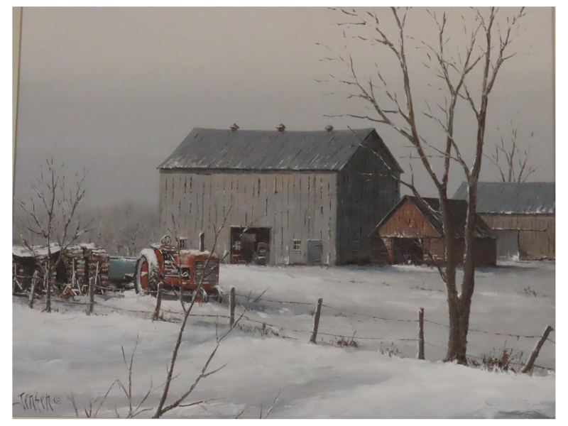 Old Barns by Ben Jensen, 15.5"x16.5", oil, 1994, location: unknown