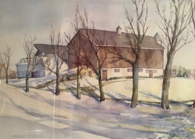 Scottsdale Barn by Fran Koning, 11"x17", watercolour, 1995, location: North-West of Georgetown
