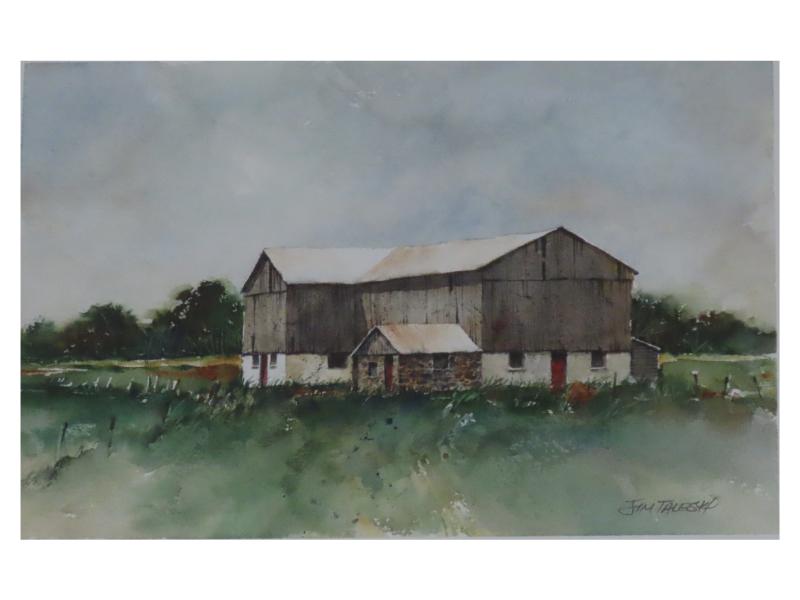 Barn With Stone Milk House by Jim Taleski, 9"x11", watercolour, 1996, location: near London