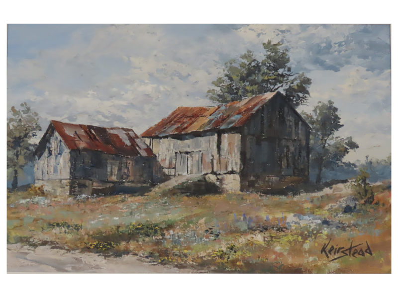 Summer Barns by James Keirstead, 12"x18", oil, 1982, location: near Harrowsmith